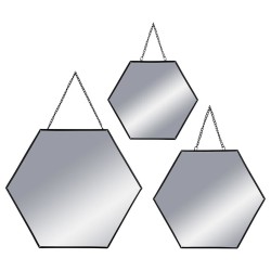 Set de 3 miroirs en métal L.20/25/30 cm