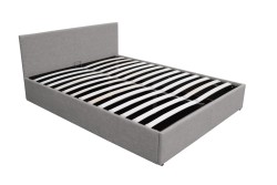Cadre de lit avec coffre de rangement et tête de lit en tissu 140x190 cm